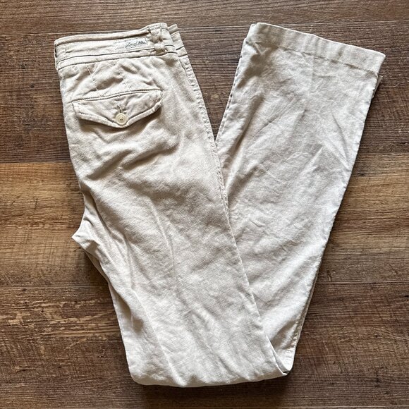 Level 99 Khaki Linen blend bootcut pants Size 25 - Picture 8 of 12